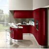 High gloss lacquered curved lines kitchen design
