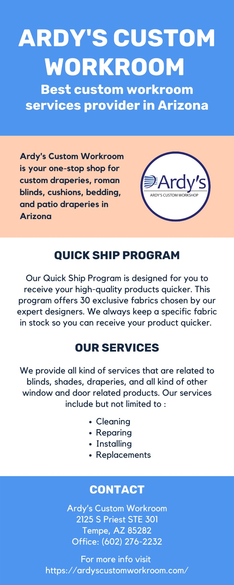 Custom Drapery Services in Phoenix - Ardy’s Custom Workroom 