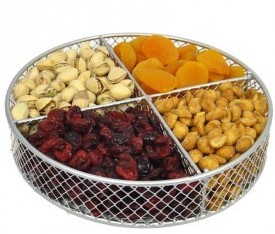 Metal Round Sectional with Dried Fruit and Nuts