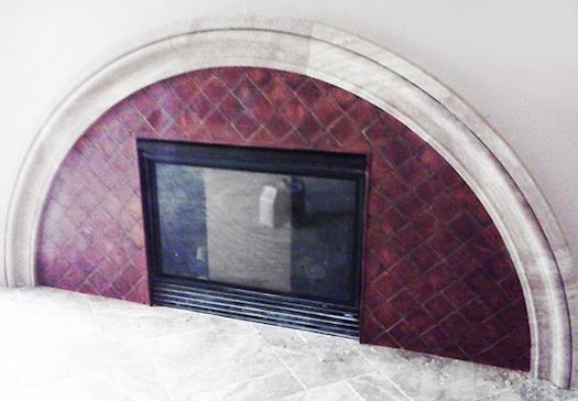 Tiled Fireplace and Natural Stone Fireplace Arch