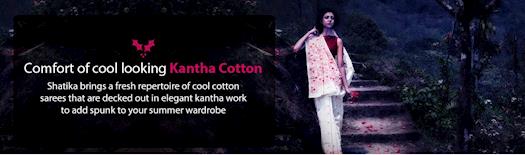 Handloom Kantha Work Cotton Sarees