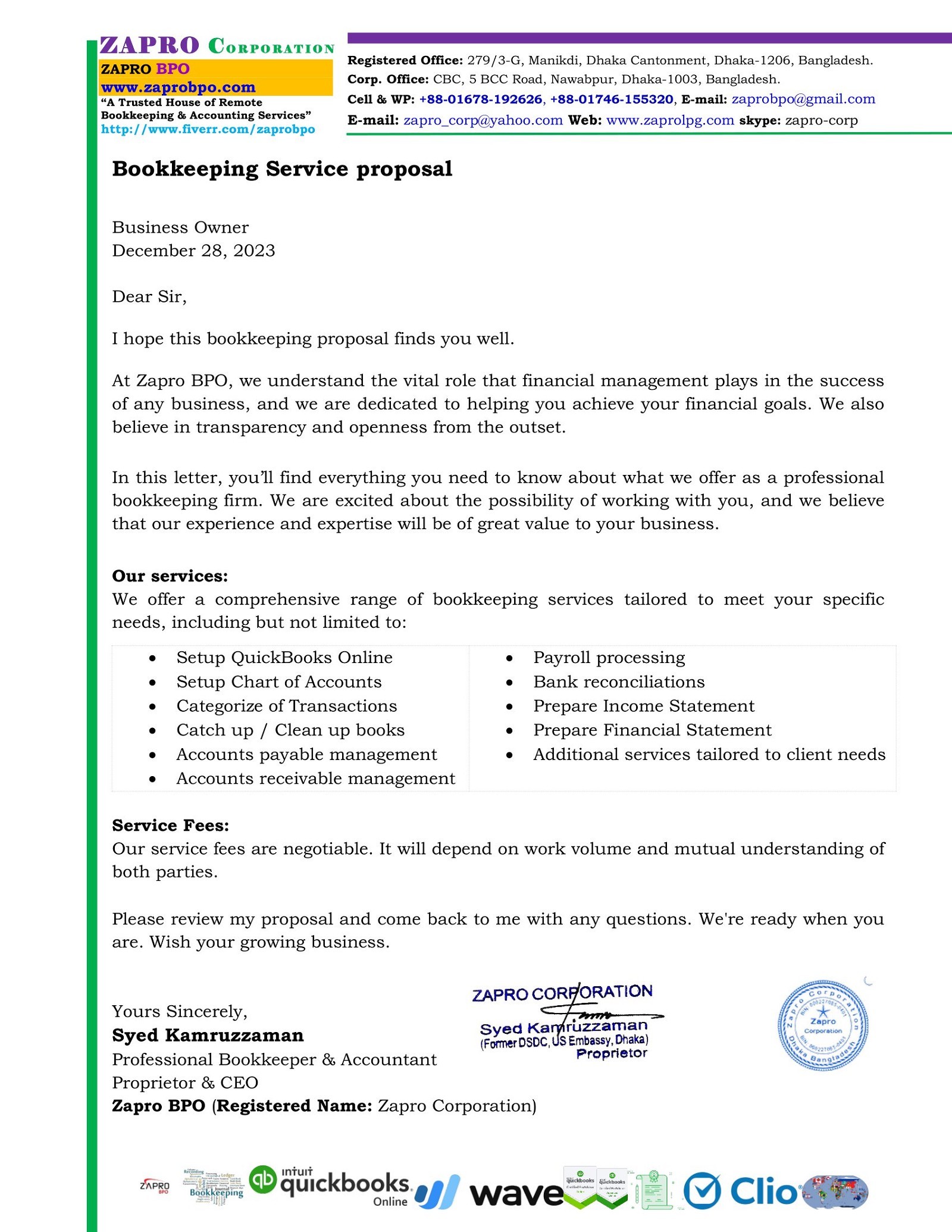 Bookkeeping proposal