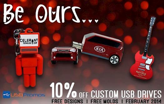 Save on Custom USB Drives - February 2014 Promotion