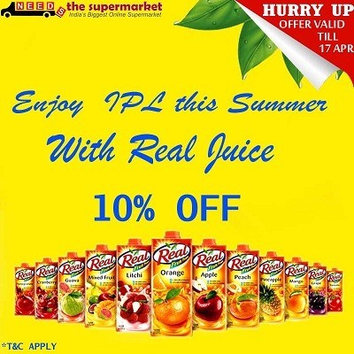 10% off on Tasty and juicy Real Fruit Juices