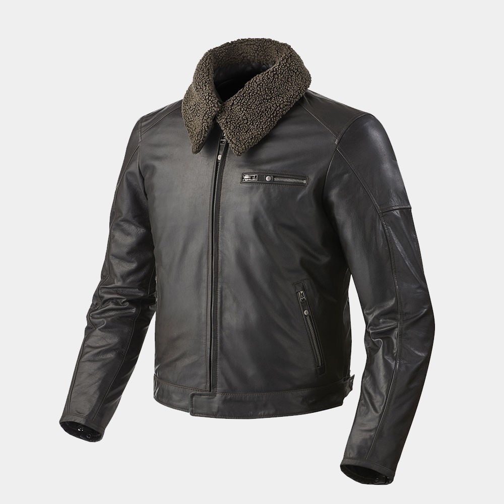 Black Shearling Leather Motorbike Jacket