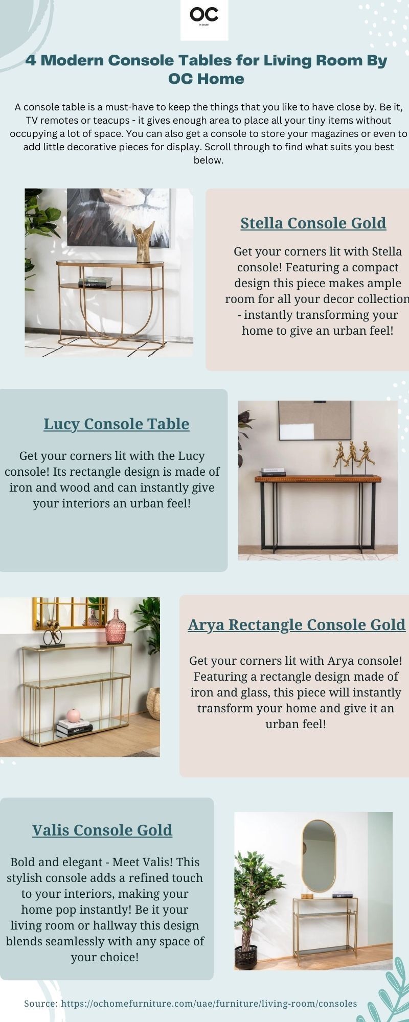 4 Modern Console Tables for Living Room By OC Home. 
