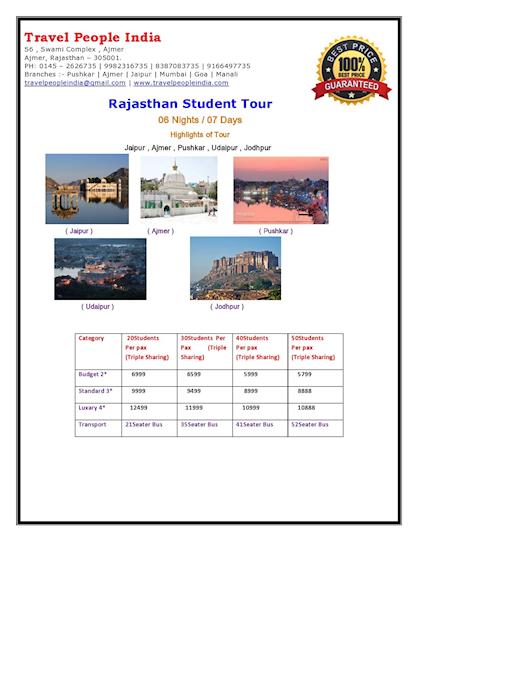 rajasthan students packages tour