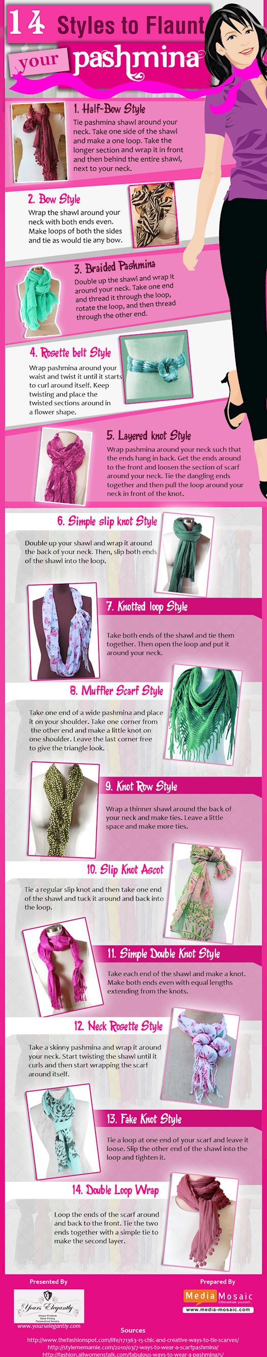 14 Styles to Flaunt your Pashmina [Infographic]