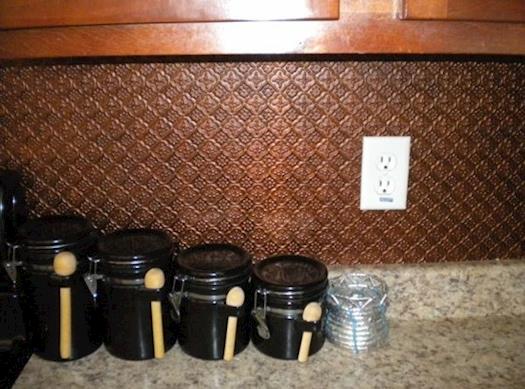 Faux Tin Backsplash in Kitchen