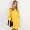 WOMEN SUMMER DRESS SPRING FLARE THREE QUARTER SLEEVE LACE PATCHWORK