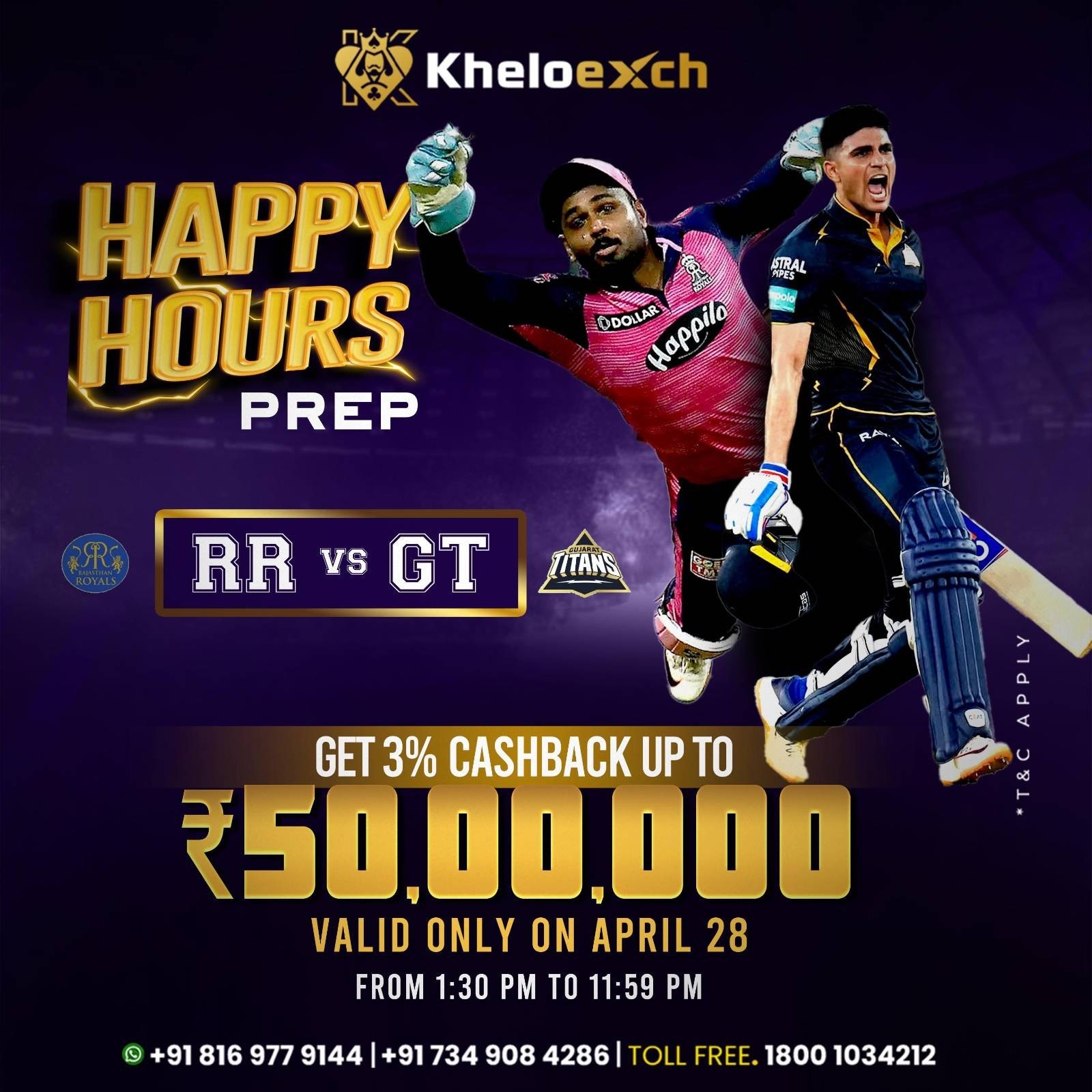 Exciting RR vs GT Showdown with Happy Hours on Kheloexch – Don’t Miss Out!