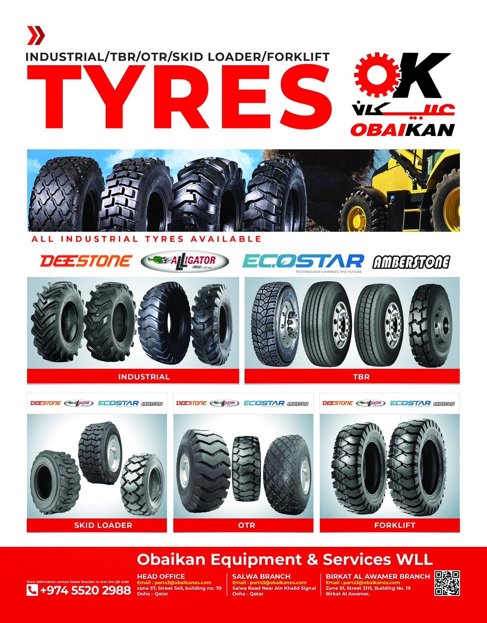 Industrial / TBR / OTR / SKID Loader / Forklift Tyres
