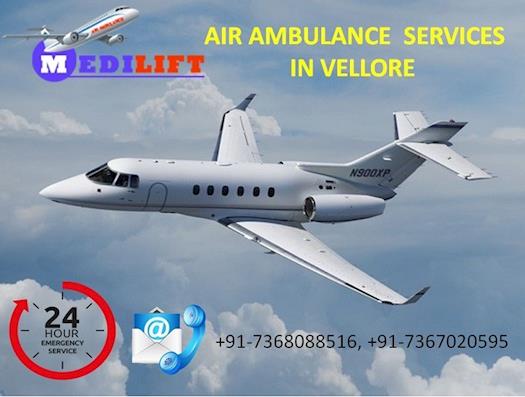 Get Emergency Medical Assistance Air Ambulance Services in Vellore by Medilift