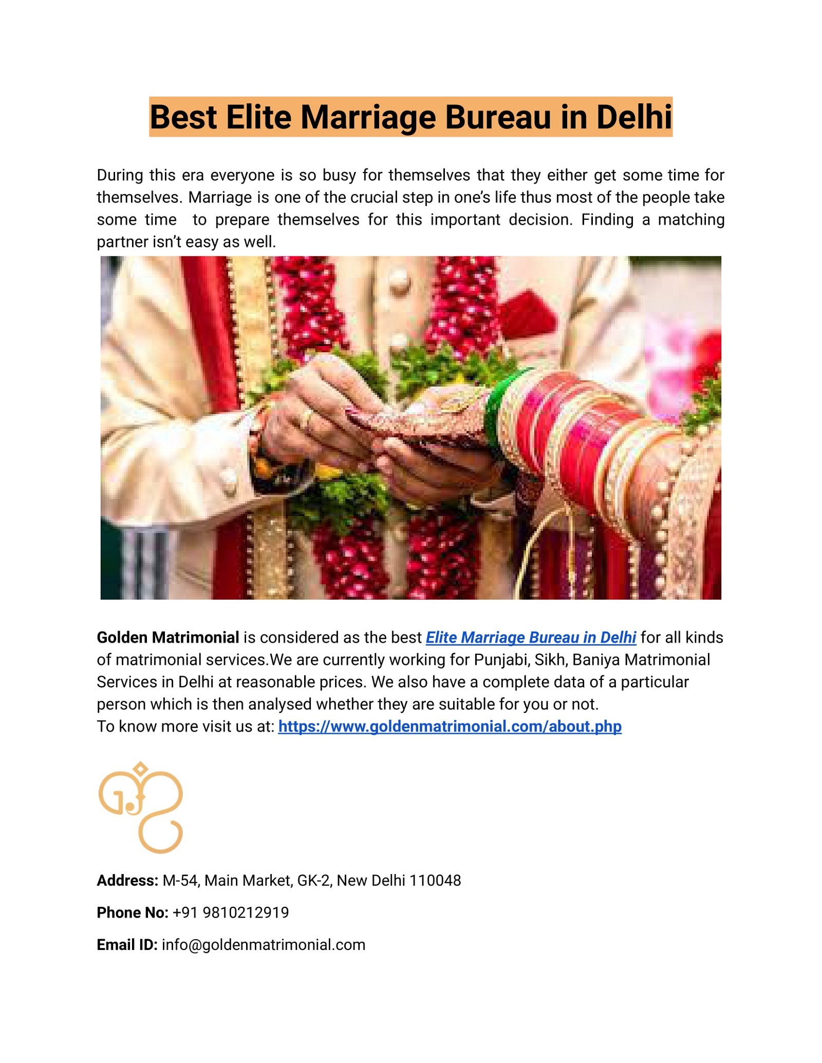 Top Elite Marriage Bureau in Delhi 