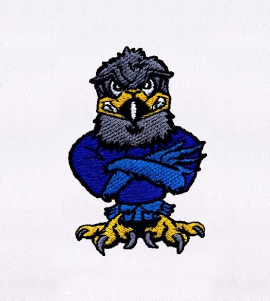 AGITATED BLUE GRAY EAGLE EMBROIDERY DESIGN