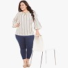 ONLY Rs.560 - PLUS SIZE STRIPED LACE DETAILED TIE UP TOP