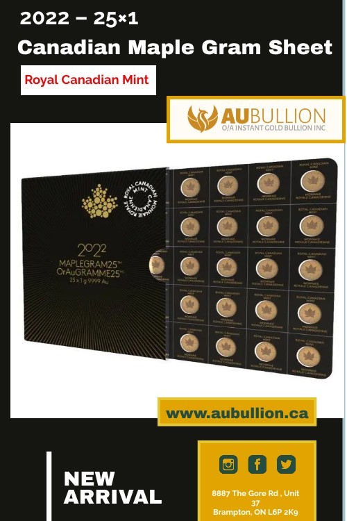 2022 – 25×1 Canadian Maple Gram Sheet – Royal Canadian Mint