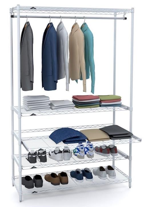 Garment Rack w/Sliding Shelves