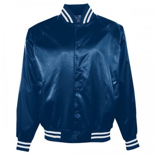 Blue Satin Baseball Jacket for Men