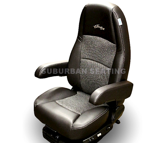 Sears Atlas II Truck Seat in Black & Gray Ultra Leather/Cloth with Heat, Cooling & Dual Armrests