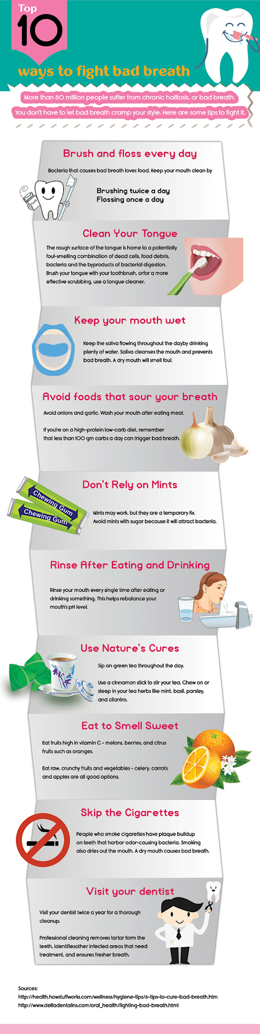Top 10 ways to fight bad breath Infographic