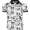 Black and white printed polo shirts supplier