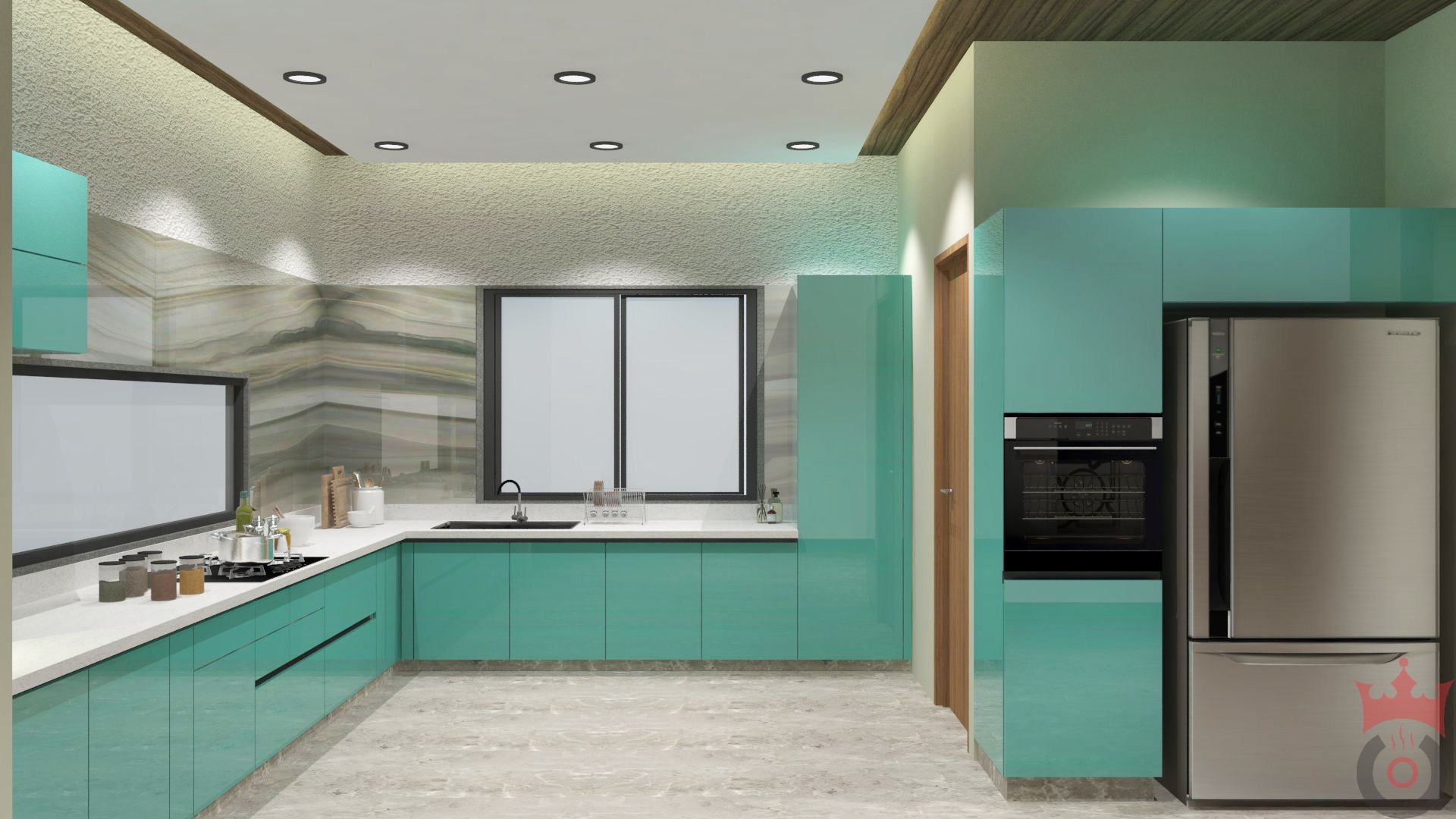 Patina Green Modular Kitchen by Coronet Kitchens