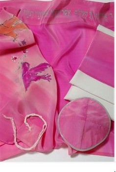 Handmade Pink Tallit With Doves