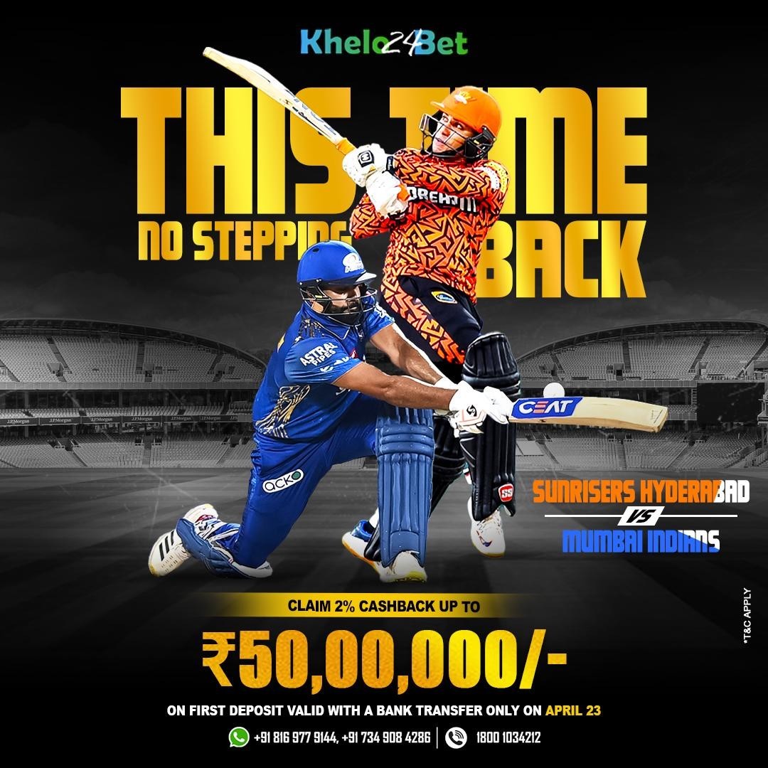 Sunrisers vs Mumbai Indians – Bet Now on Khelo24bet and Get 2% Cashback!