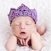 Knitted Purple Newborn Crown Hat