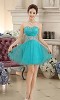 Turquoise Empire Waisted Short Prom Dresses