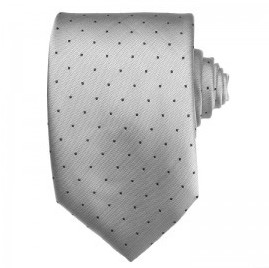 Grey With Black Dot Striped Men's Skinny Neckties