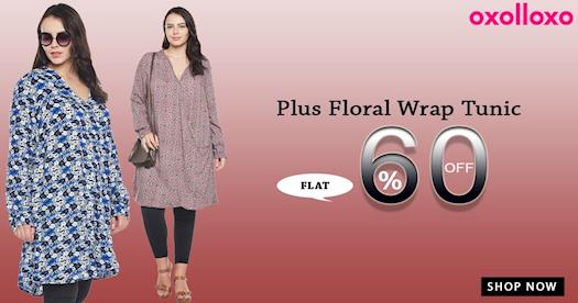 PLUS WRAP FLORAL TUNIC at OXOLLOXO