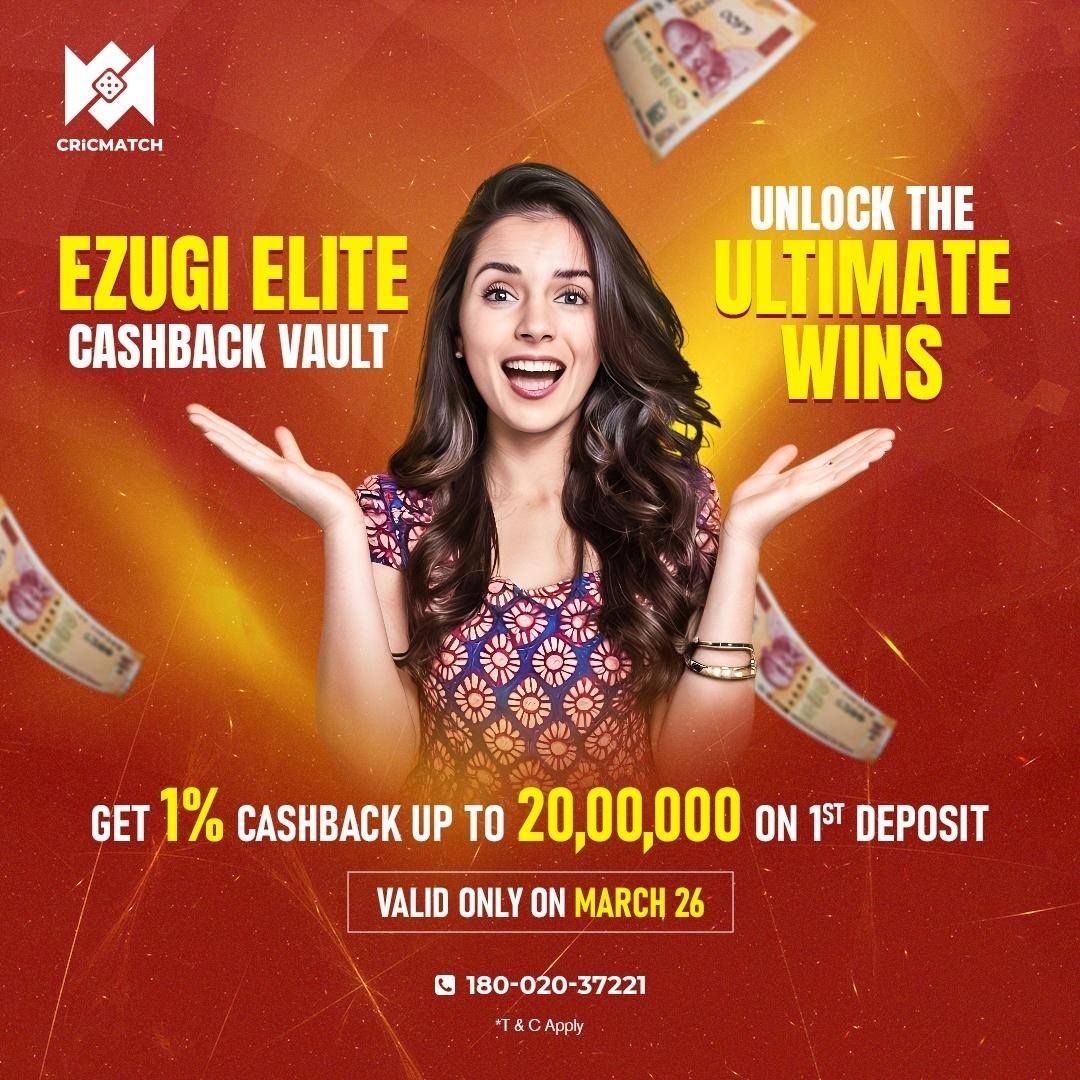 Unlock Ultimate Wins with Ezugi Elite Cashback on Cricmatch– Exclusive Offer!
