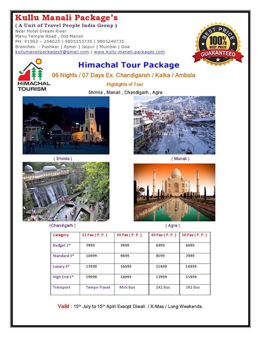 Himachal Tour With Agra 06N & 07D Package