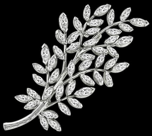 Diamond Platinum Foliage Pin