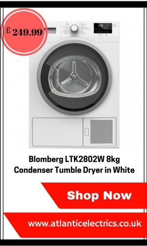Save Big On Blomberg LTK2802W 8kg Condenser Tumble Dryer in White 