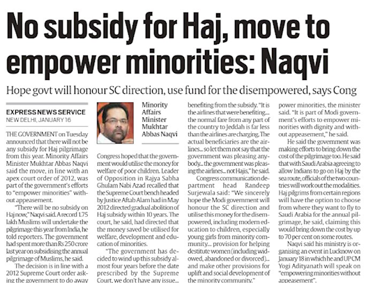 No Subsidy for #Haj , Move to Empower Minorities 