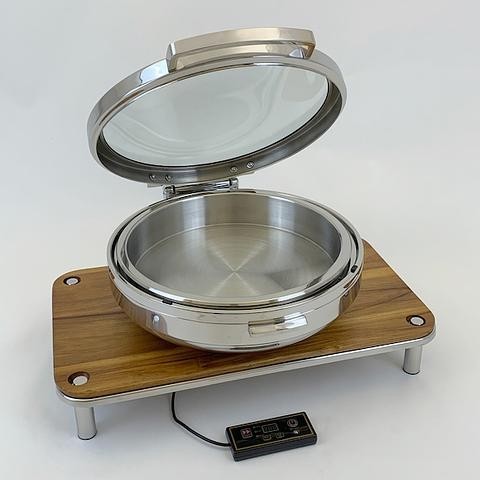 Domino Rectangle Wood Induction Set with T-Collection Round Chafer - Elegant and Energy-Efficient Ca