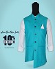 Aqua Blue Cotton Mandarin Collar Nehru Jacket - Italiancrown