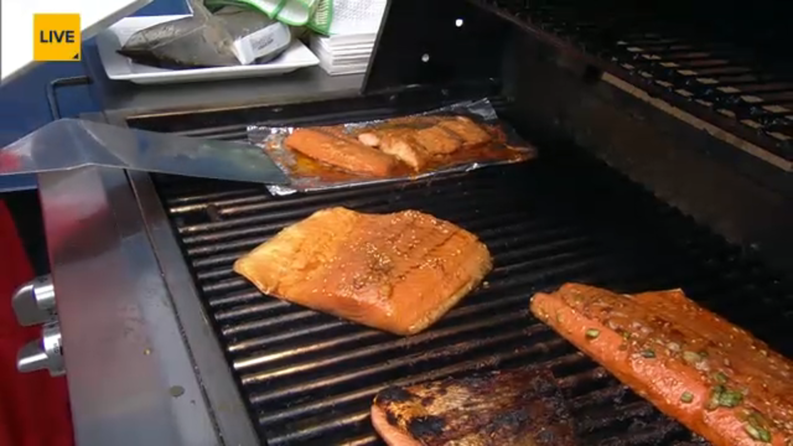 Grilled marinated salmon and watermelon, feta salad recipes for Memorial Day