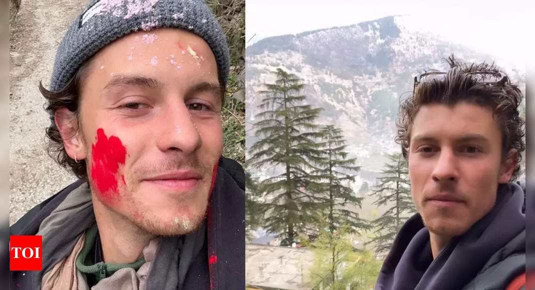 Shawn Mendes celebrates Holi in India with gulaal on his cheeks, enjoys a trip to the mountains: PICS | English Movie News - The Times of India