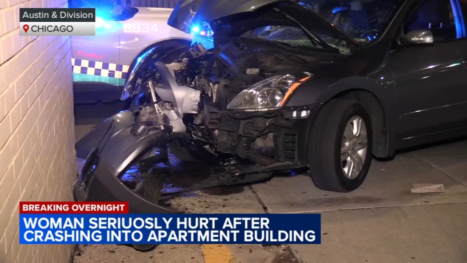 Driver critically injured after crashing into Austin apartment building, Chicago police say