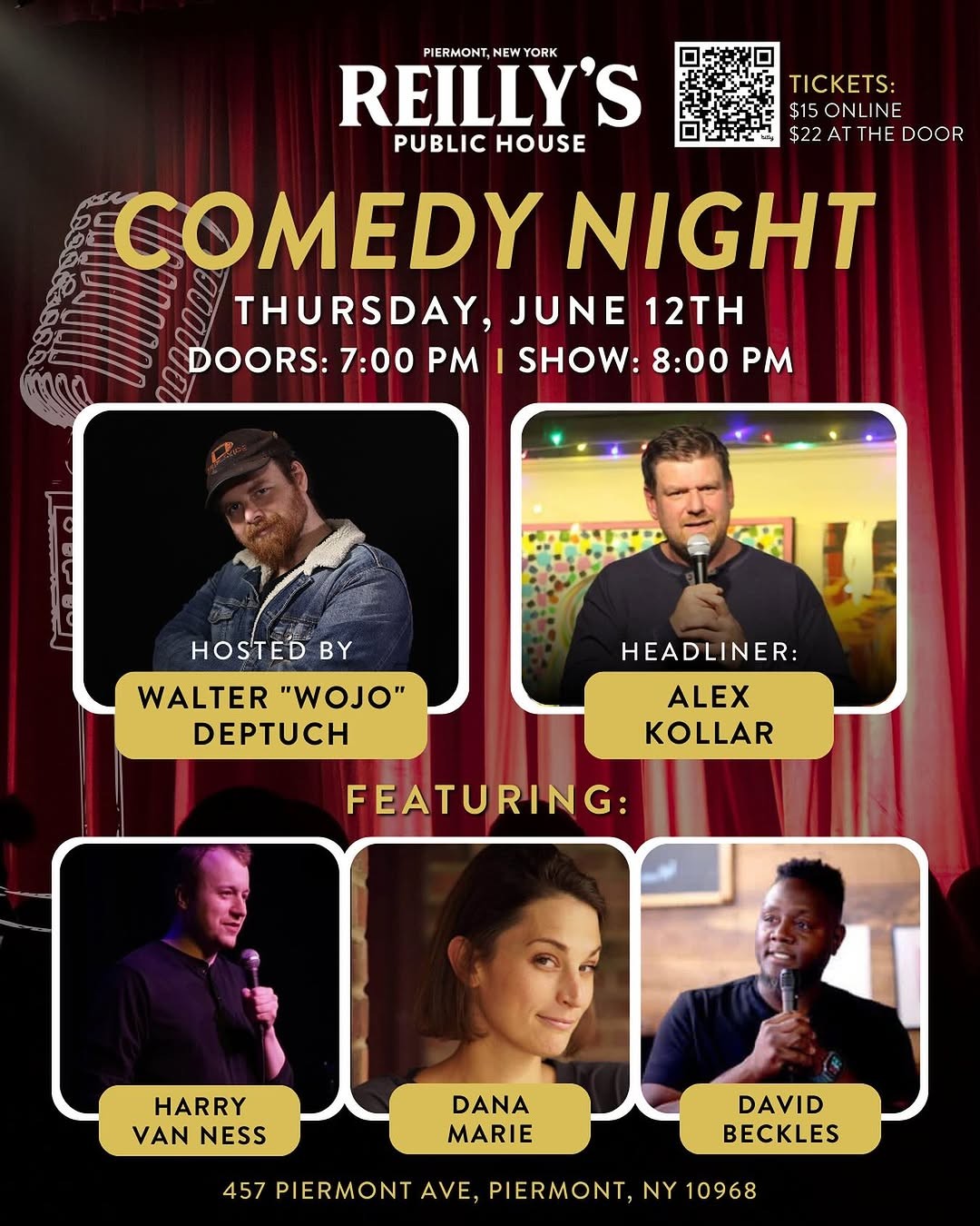 Thursday June 12th- come check out another great comedy night at @reillyspiermont in Piermont, NY! Here’s your opportuni...