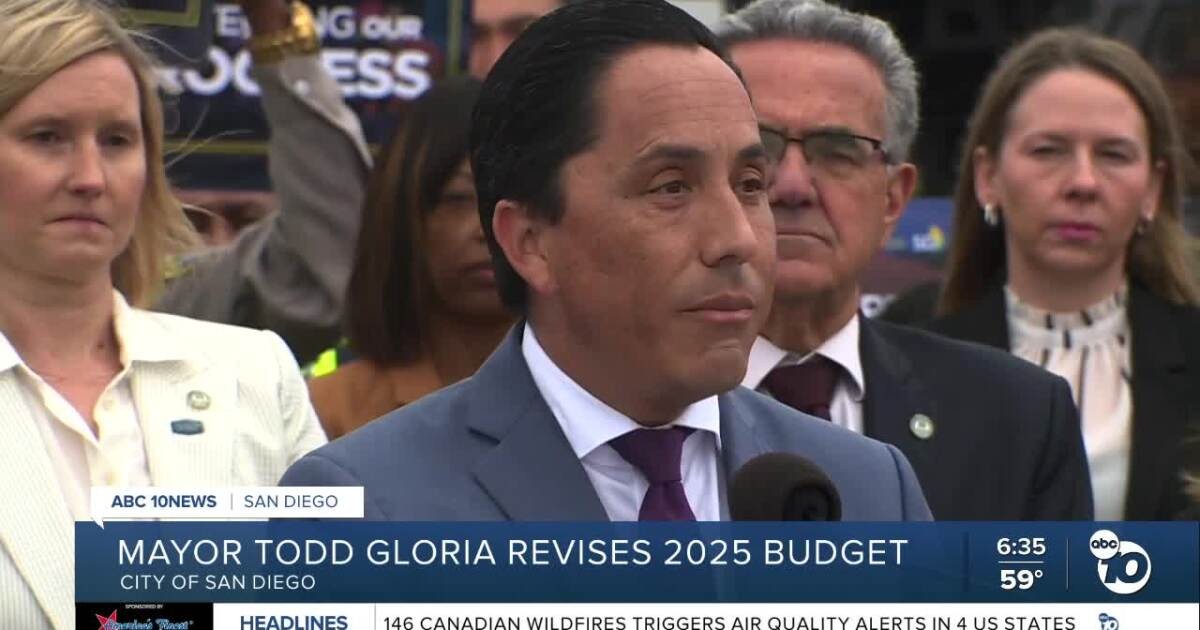 San Diego Mayor Todd Gloria presents a revised 2025 budget plan