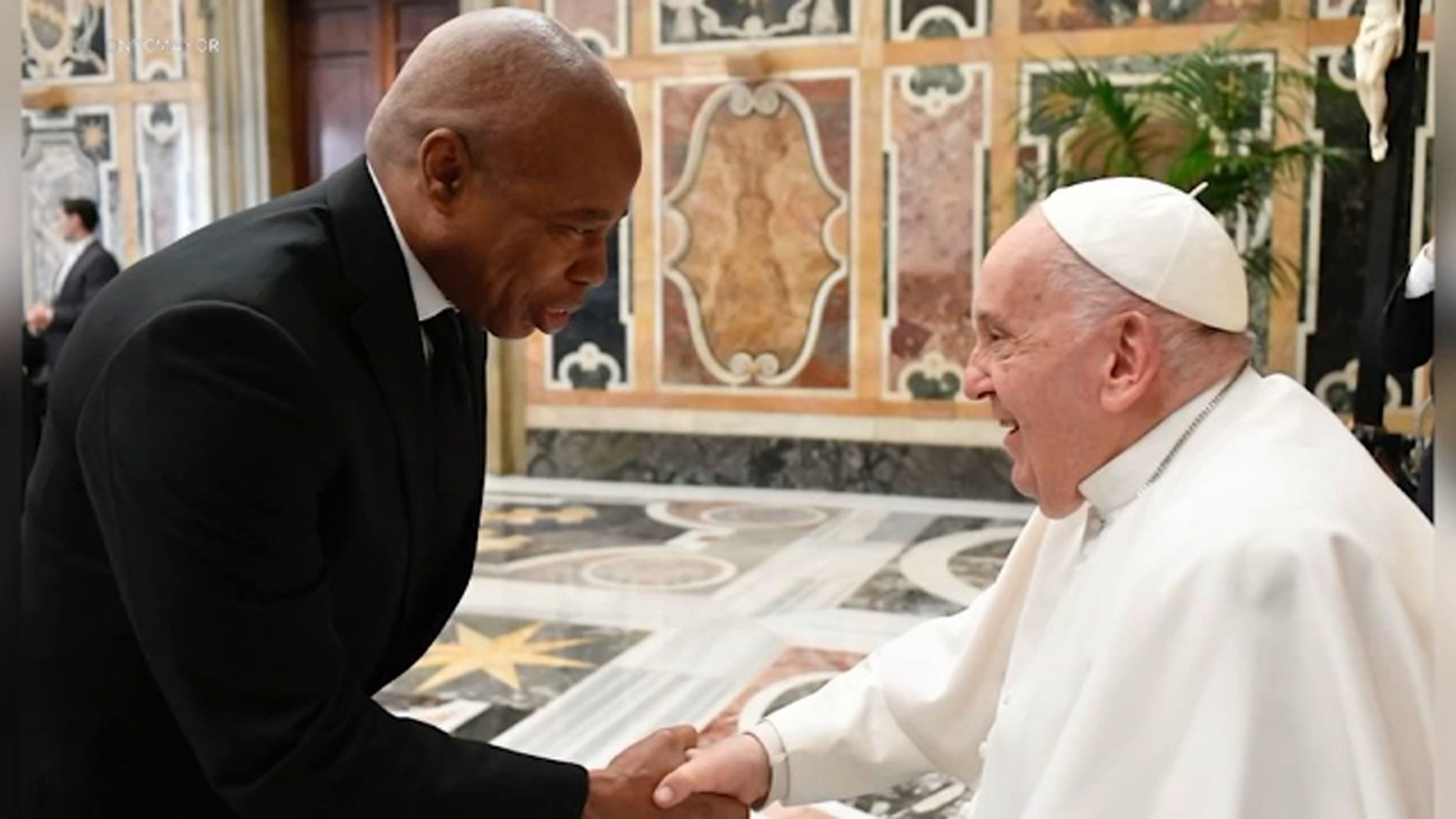 New York City Mayor Eric Adams meets with Pope Francis in Rome
