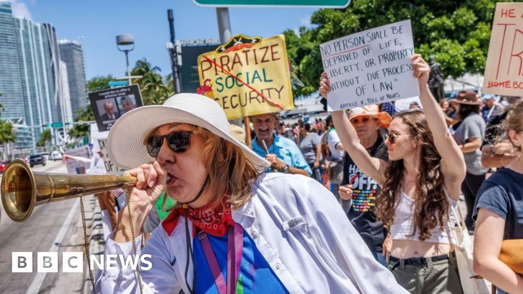Thousands across the US protest Trump, again