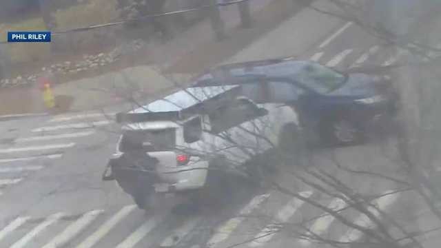 Video shows Manchester crash at intersection; no injuries reported