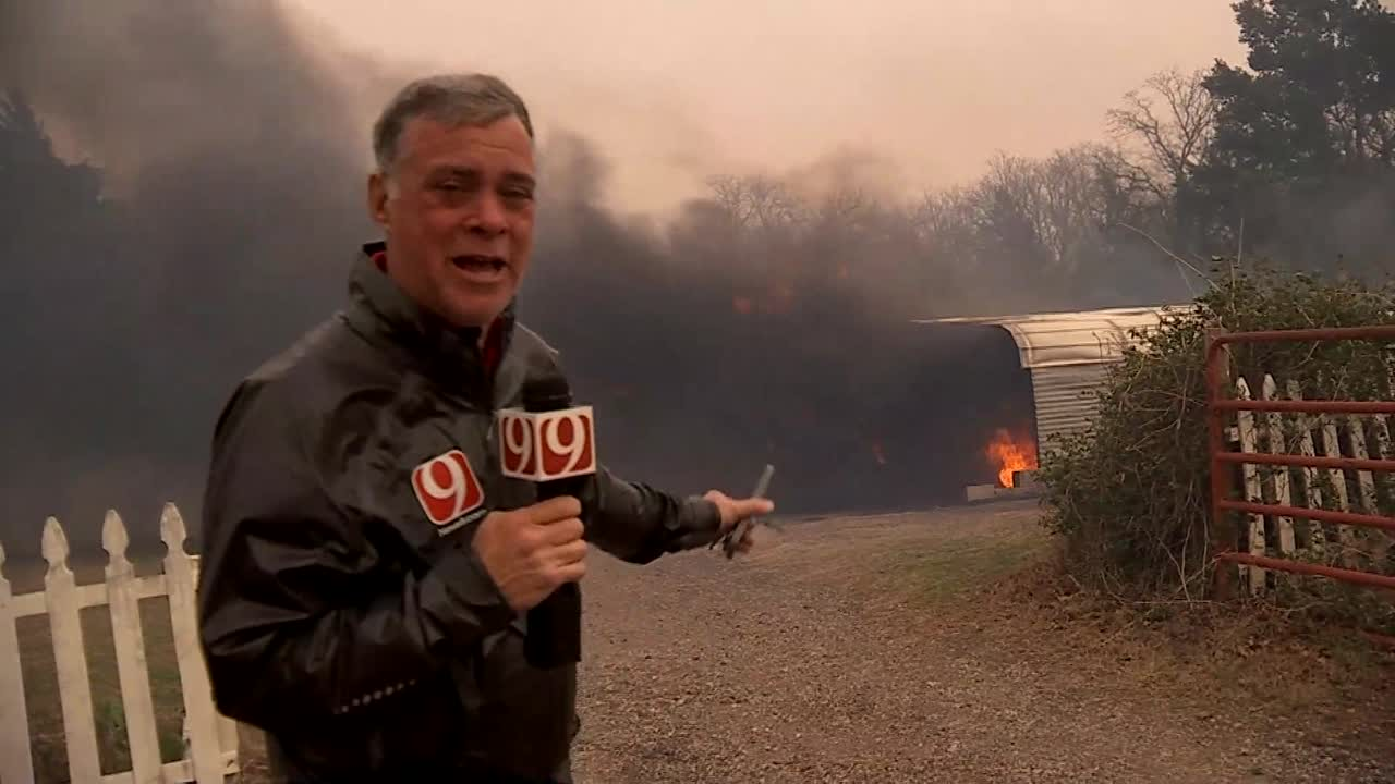 Oklahoma wildfires define Jed Castles' first day back as field meteorologist