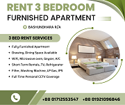 Rent a comfy 3BHK serviced apartment in Bashundhara R/A